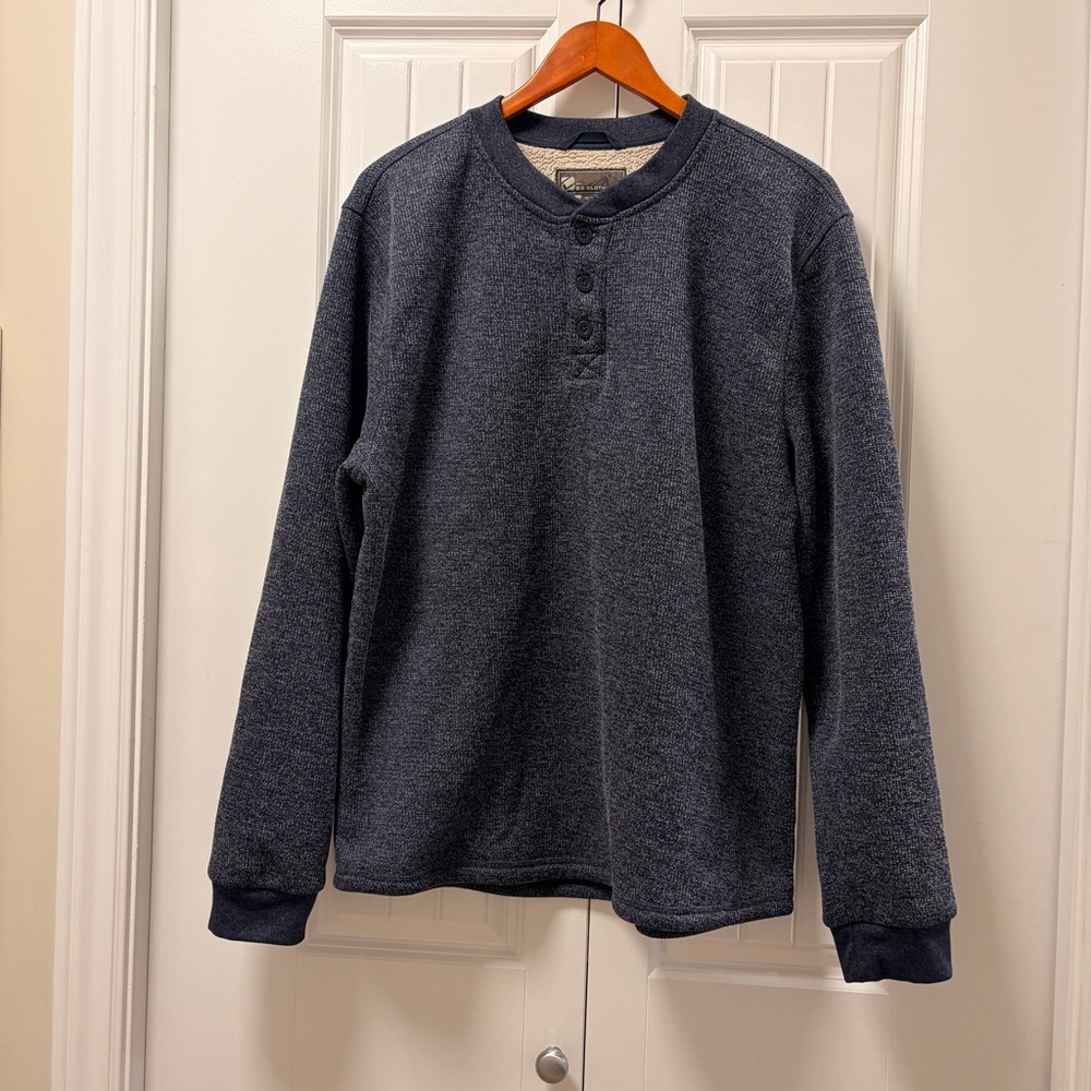 BC Clothing Fleece-Lined Sherpa Henley Blue – XL